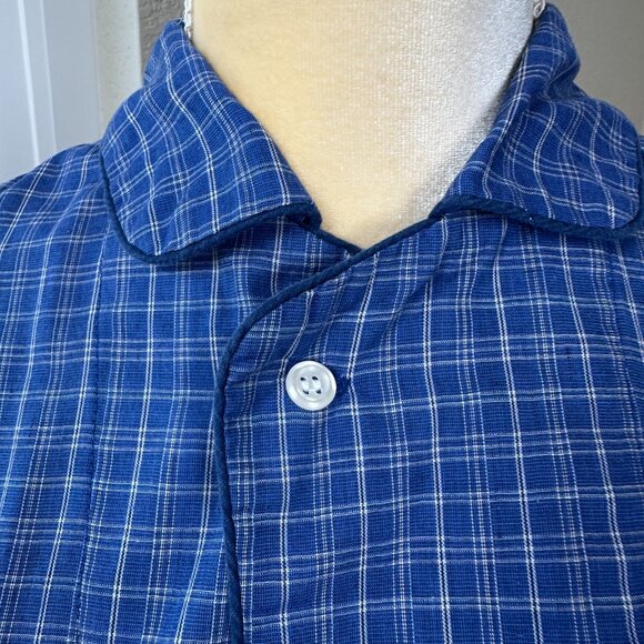 Christian Dior Pyjama Top Adult S Blue Plaid Luxury Sleepwear Overshirt Resort‎ - Picture 3 of 11
